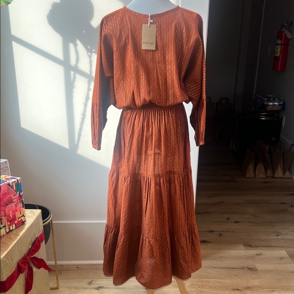 Chic Long Sleeve Rust Dress - Picture 2 of 2